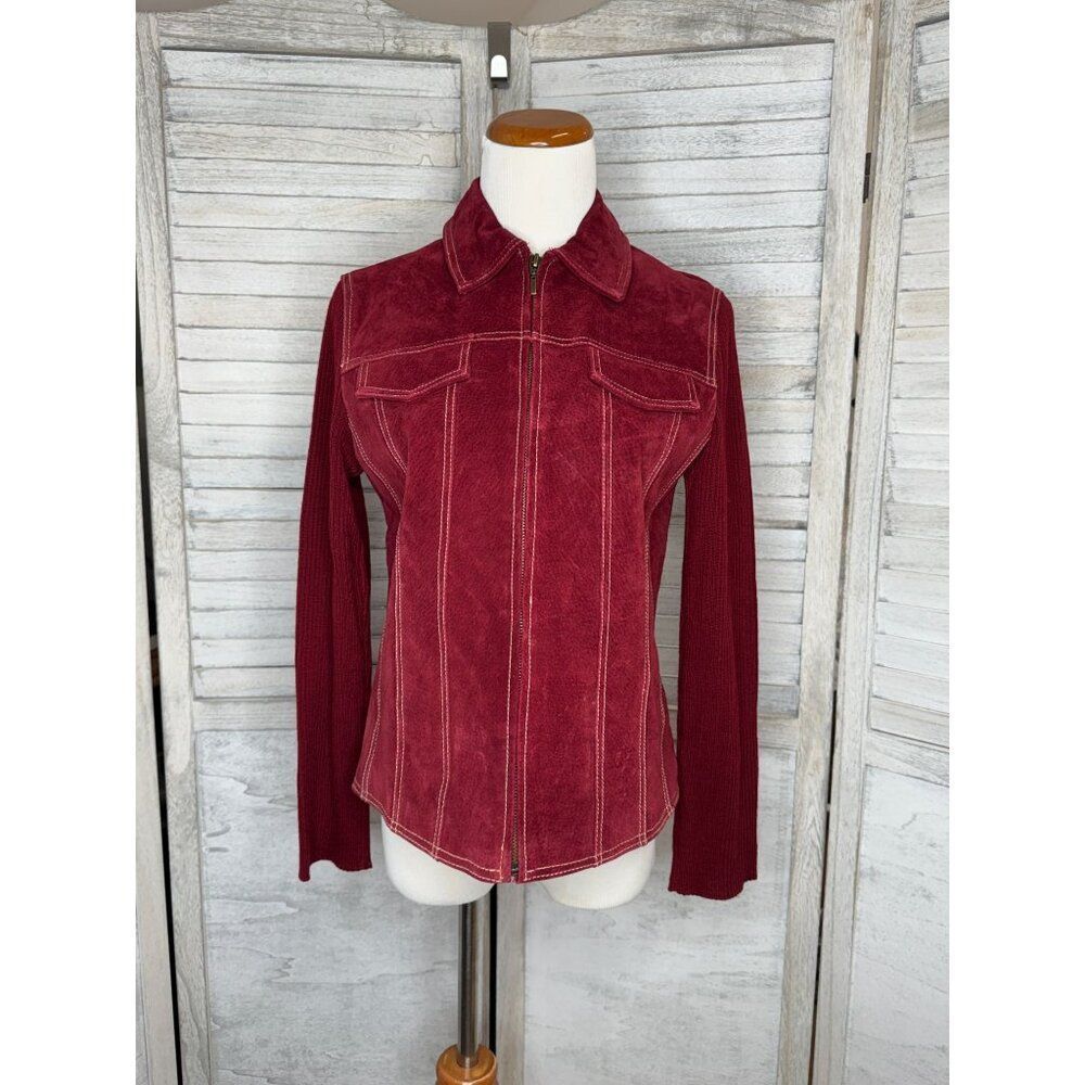 Coldwater Creek Red Suede Lightweight Jacket Women's Size P4
